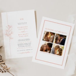 Faire-part de mariage florale orange minimale