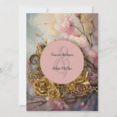 Faire-part de mariage florale peint et or (Devant)