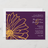 Faire-part de mariage florale pourpre et jaune (Devant)