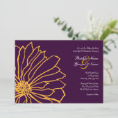Faire-part de mariage florale pourpre et jaune (Debout devant)