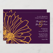 Faire-part de mariage florale pourpre et jaune (Devant / Derrière)
