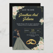 Faire-part de mariage florale romantique avec deux (Devant / Derrière)