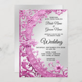 Faire-part de mariage Florale rose (Devant / Derrière)