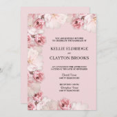 Faire-part de mariage florale rose/blanc (Devant / Derrière)