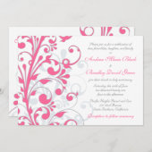 Faire-part de mariage florale rose et blanc (Devant / Derrière)