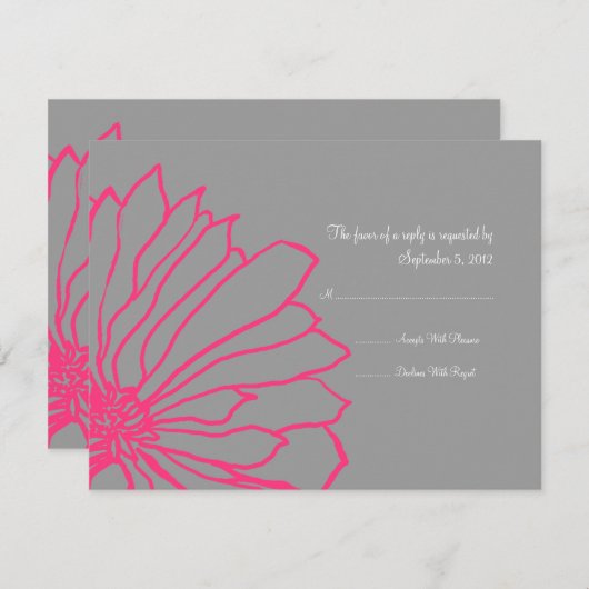 Faire-part de mariage florale rose et gris chaud R (Devant / Derrière)