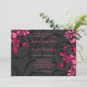 Faire-part de mariage florale rose et noire (Debout devant)