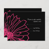 Faire-part de mariage florale rose et noire chaud  (Devant / Derrière)