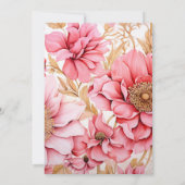 Faire-part de mariage florale rose et or (Dos)