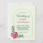 Faire-part de mariage florale rose et orange simpl (Devant)