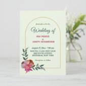 Faire-part de mariage florale rose et orange simpl (Debout devant)