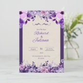 Faire-part de mariage florale rose et violet class (Debout devant)