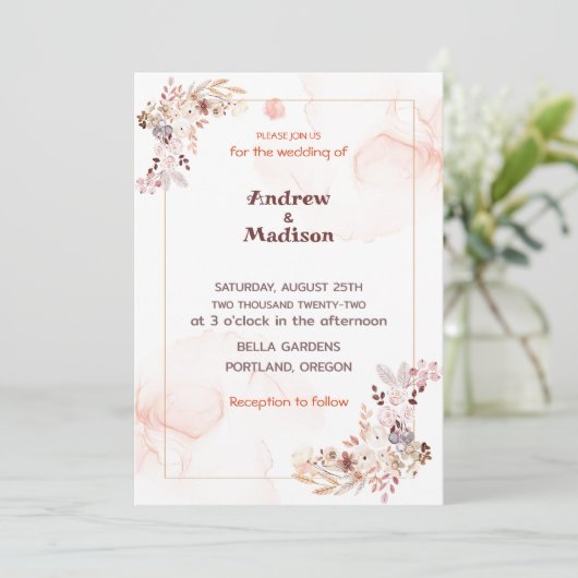 Faire-part de mariage florale simple (Debout devant)