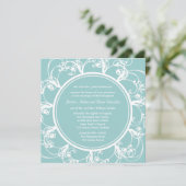 Faire-part de mariage florale soignée (turquoise) (Debout devant)