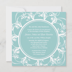 Faire-part de mariage florale soignée (turquoise)