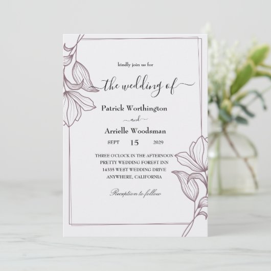 faire-part de mariage florale traditionnelle (Debout devant)