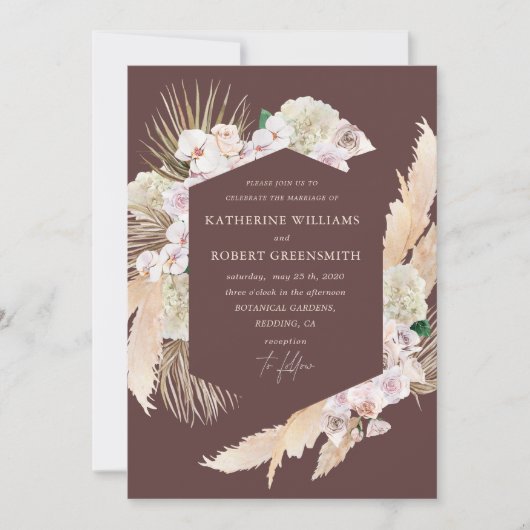 Faire-part de mariage florale tropicale (Devant)