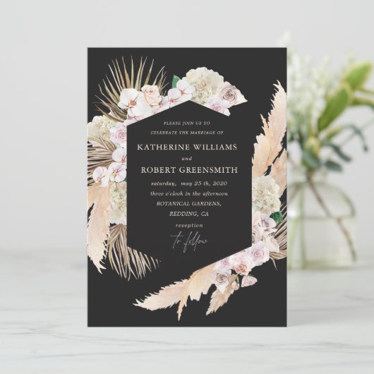 Faire-part de mariage florale tropicale (Debout devant)