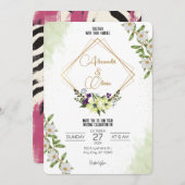 Faire-part de mariage Florale verte blanche (Devant / Derrière)