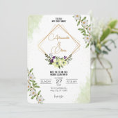 Faire-part de mariage Florale verte blanche (Debout devant)
