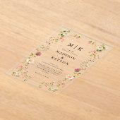 Faire-part de mariage florale verte et noire (Poser)