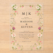 Faire-part de mariage florale verte et noire (Recto)