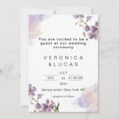Faire-part de mariage Florale violet blanc (Devant)