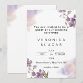 Faire-part de mariage Florale violet blanc (Devant / Derrière)