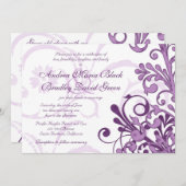 Faire-part de mariage florale violet et blanc (Devant / Derrière)