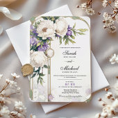 Faire-part de mariage florale violet et blanc