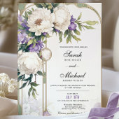 Faire-part de mariage florale violet et blanc