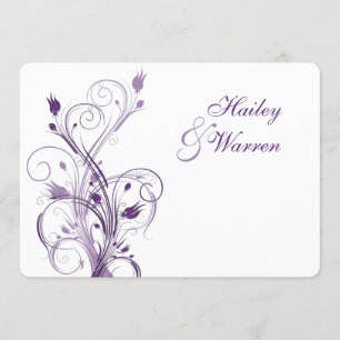 Faire-part de mariage florale violet et blanc 2
