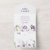 Faire-part de mariage florale violet RSVP attachée (À l'intérieur)