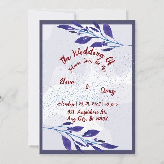 Faire-part de mariage Florale Violet : Un rêve (Devant)