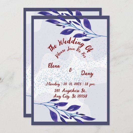 Faire-part de mariage Florale Violet : Un rêve (Devant / Derrière)