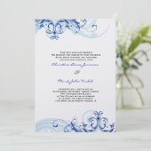 Faire-part de mariage flottant Royal Blue Scroll (Debout devant)