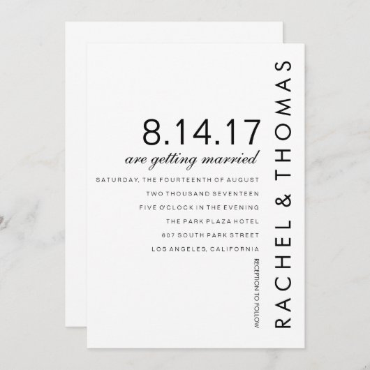 Faire-part de mariage Folio moderne (Devant / Derrière)