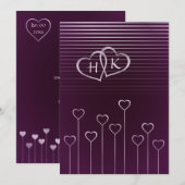 Faire-part de mariage foncé de coeur d'argent de (Devant / Derrière)