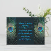 Faire-part de mariage foncé de paon (Debout devant)
