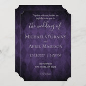 Faire-part de mariage foncé gothique violet (Devant / Derrière)