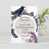Faire-part de mariage foncé mauve et noire (Debout devant)