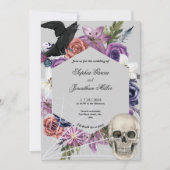 Faire-part de mariage foncé mauve et noire (Devant)