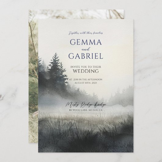 Faire-part de mariage forestier (Devant / Derrière)