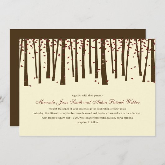 Faire-part de mariage forestier - Bourgogne (Devant / Derrière)