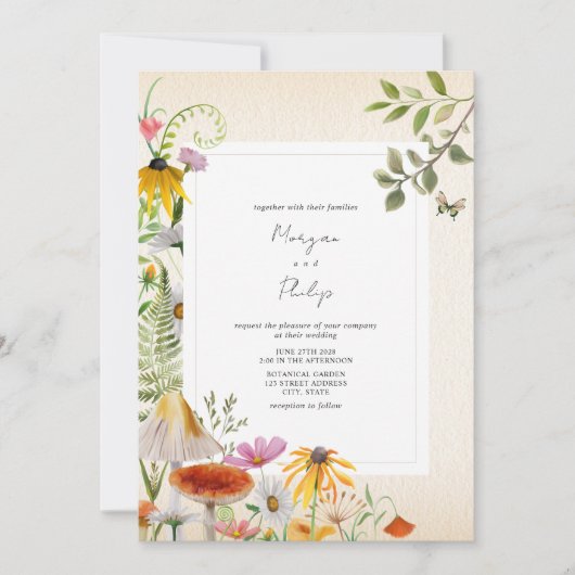 Faire-part de mariage forestier élégant (Devant)