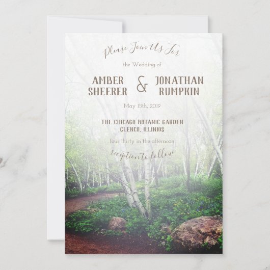 Faire-part de mariage forestier enchanté (Devant)