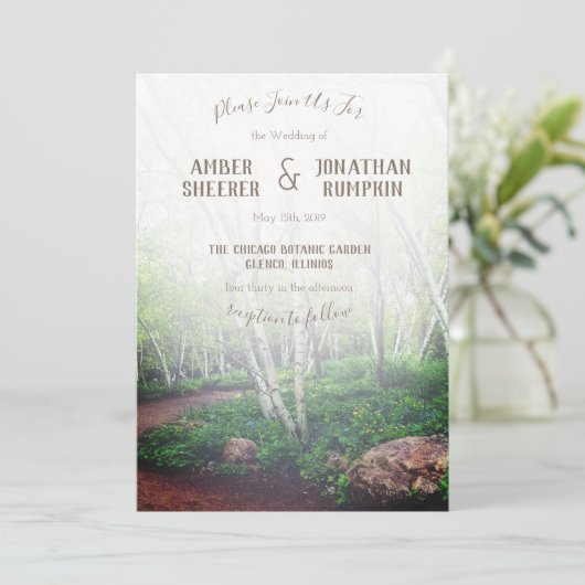 Faire-part de mariage forestier enchanté (Debout devant)