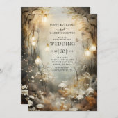Faire-part de mariage forestier enchanté (Devant / Derrière)