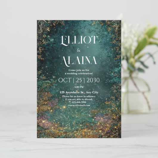 Faire-part de mariage forestier enchanté (Debout devant)