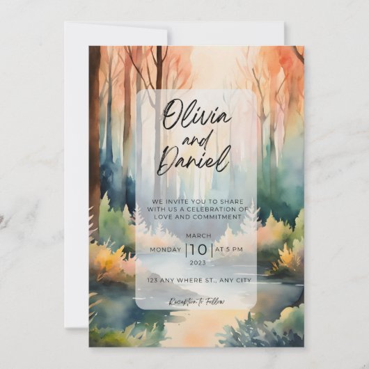 Faire-part de mariage forestier enchanté (Devant)